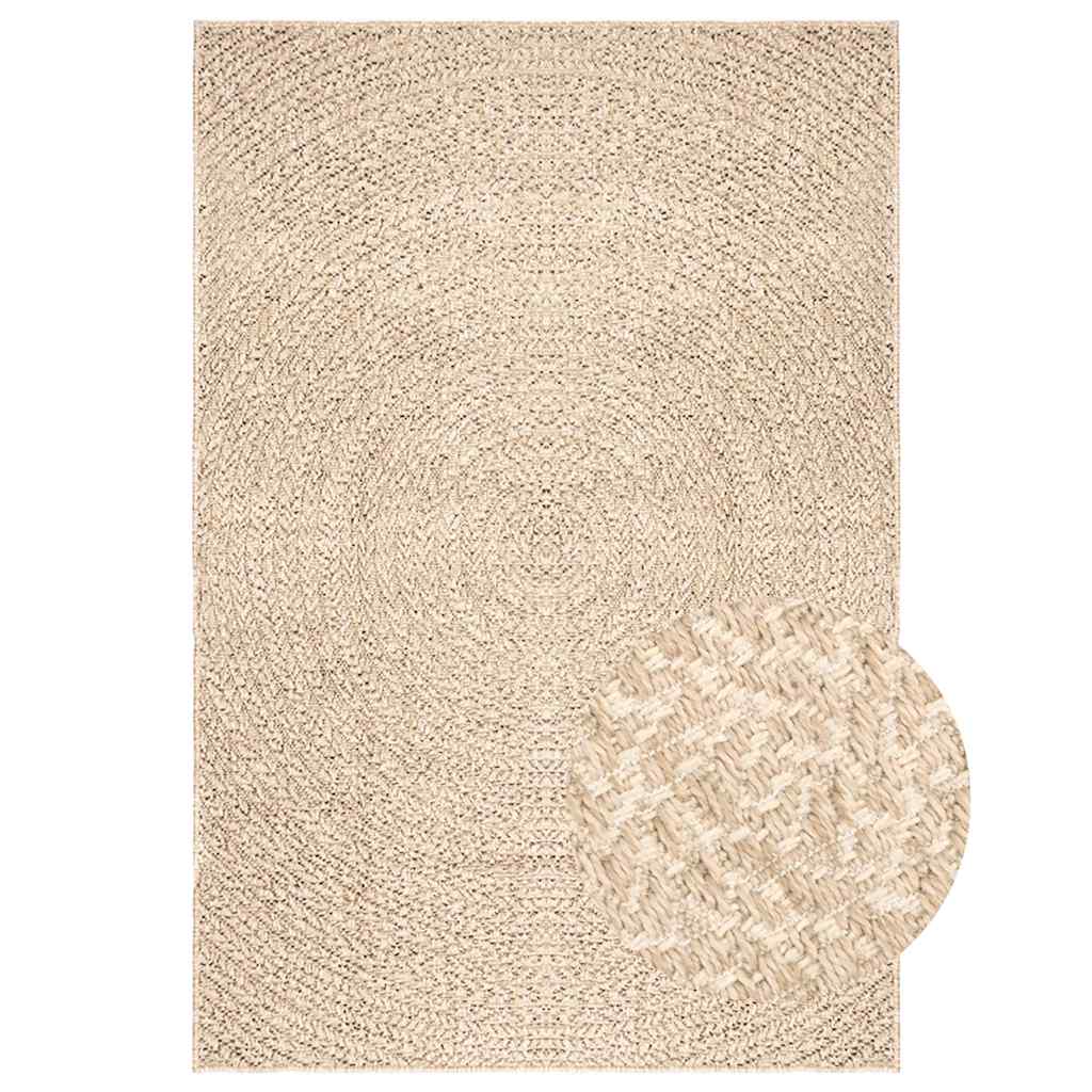 Vloerkleed ZIZUR beige binnen en buiten 140x200 cm jute look is nu te koop bij PeponiXL, paradijselijk wonen!