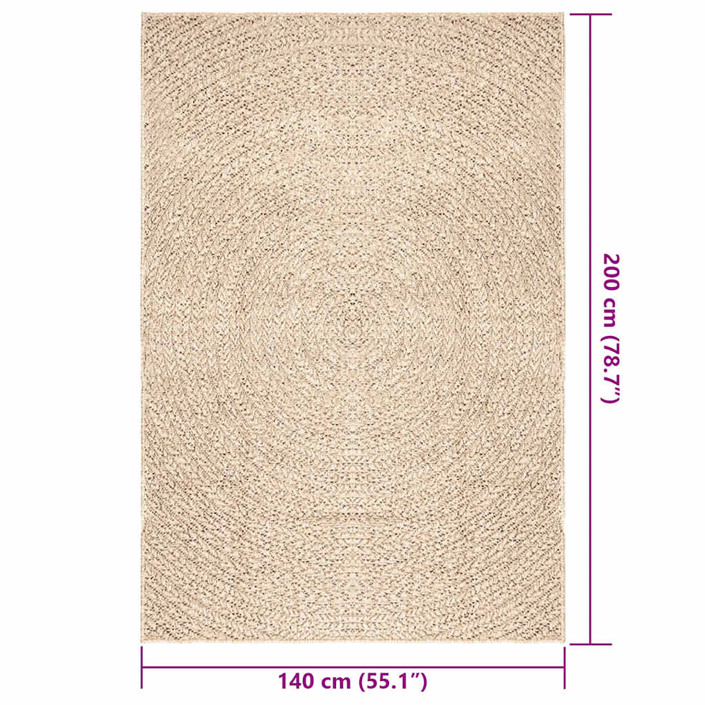 Vloerkleed ZIZUR beige binnen en buiten 140x200 cm jute look is nu te koop bij PeponiXL, paradijselijk wonen!