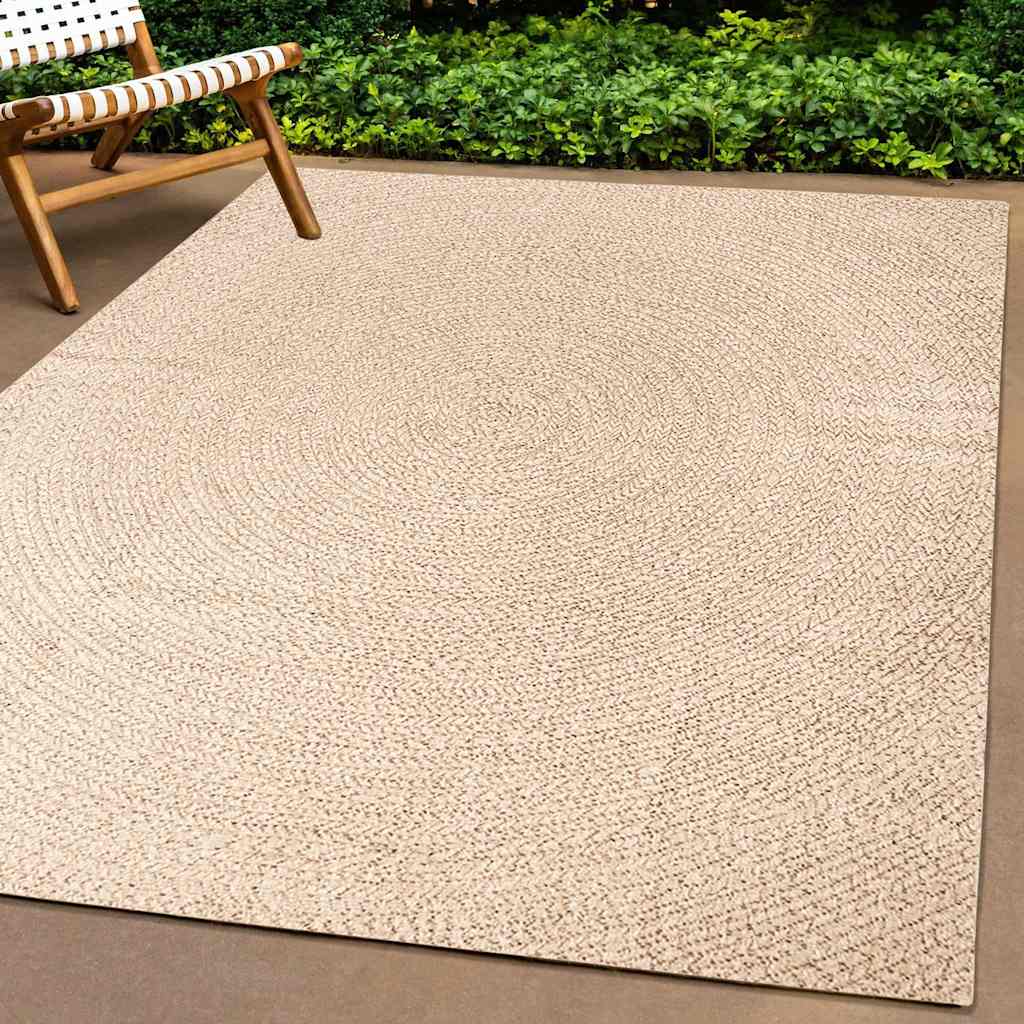 Vloerkleed ZIZUR beige binnen en buiten 200x200 cm jute look is nu te koop bij PeponiXL, paradijselijk wonen!