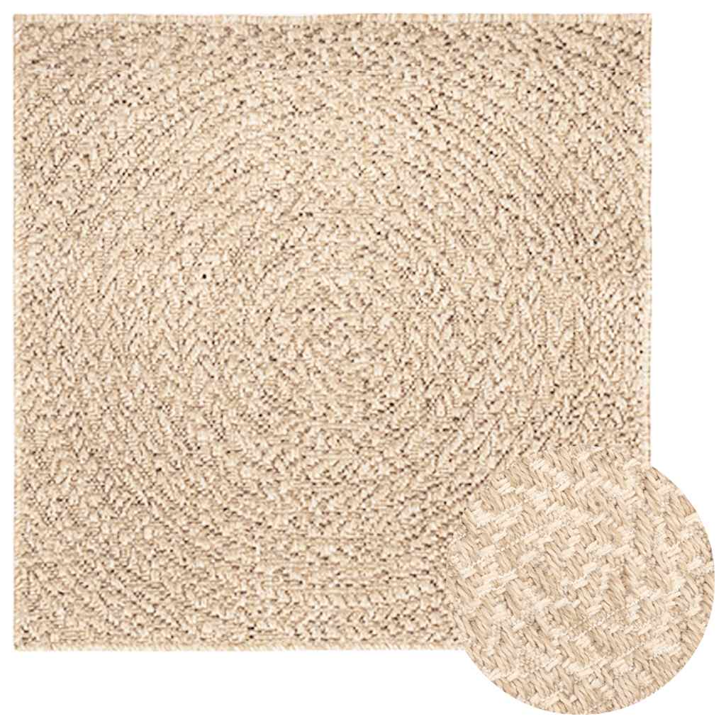 Vloerkleed ZIZUR beige binnen en buiten 200x200 cm jute look is nu te koop bij PeponiXL, paradijselijk wonen!