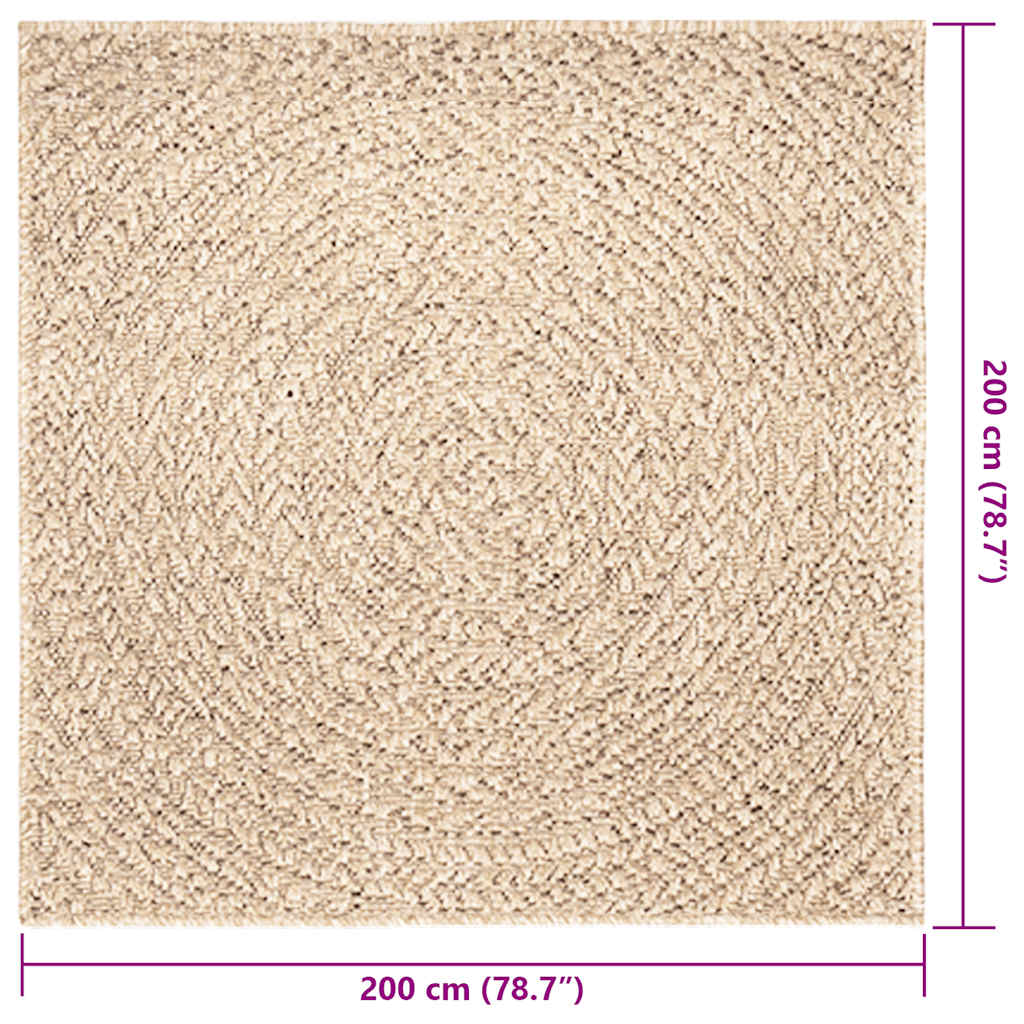 Vloerkleed ZIZUR beige binnen en buiten 200x200 cm jute look is nu te koop bij PeponiXL, paradijselijk wonen!