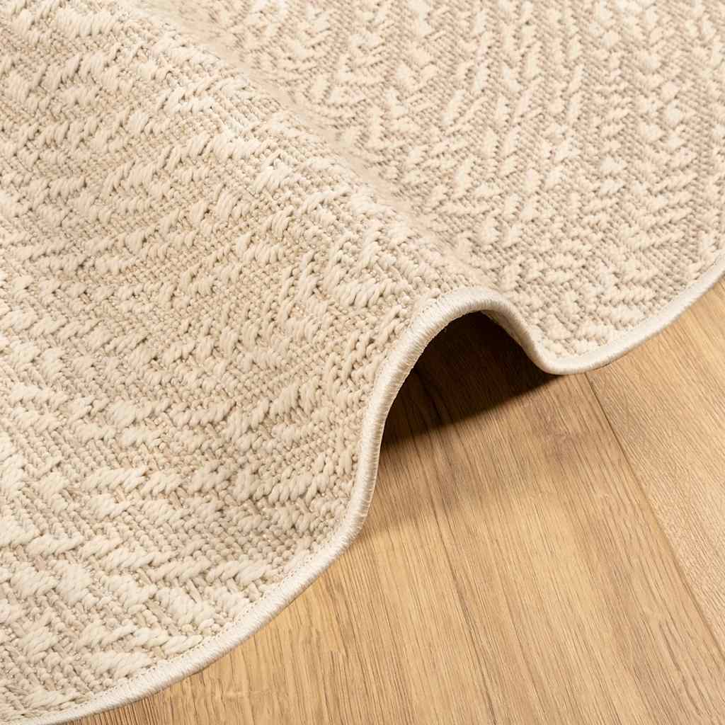 Vloerkleed ZIZUR beige binnen en buiten Ø 90 cm jute look is nu te koop bij PeponiXL, paradijselijk wonen!