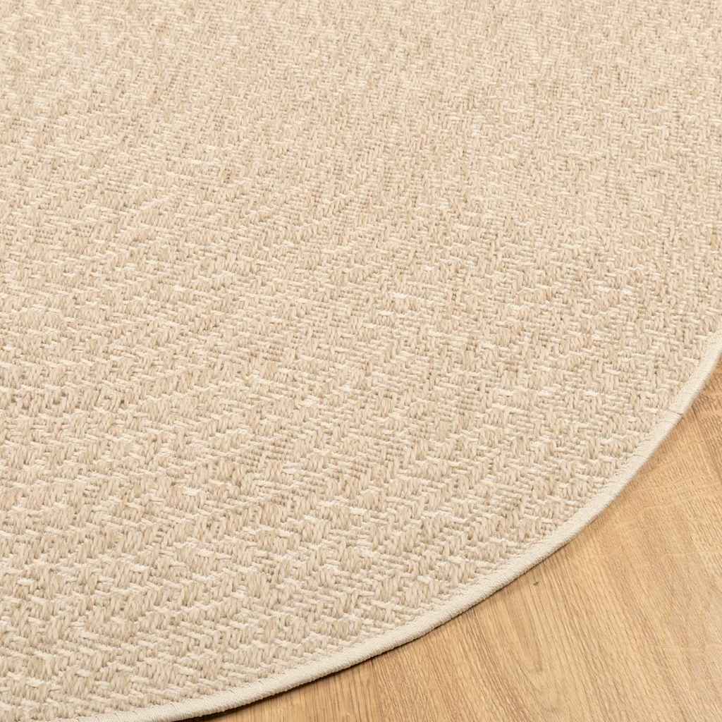 Vloerkleed ZIZUR beige binnen en buiten Ø 90 cm jute look is nu te koop bij PeponiXL, paradijselijk wonen!