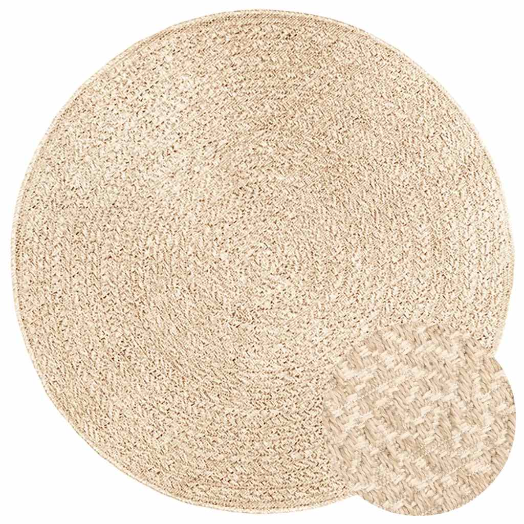 Vloerkleed ZIZUR beige binnen en buiten Ø 120 cm jute look is nu te koop bij PeponiXL, paradijselijk wonen!