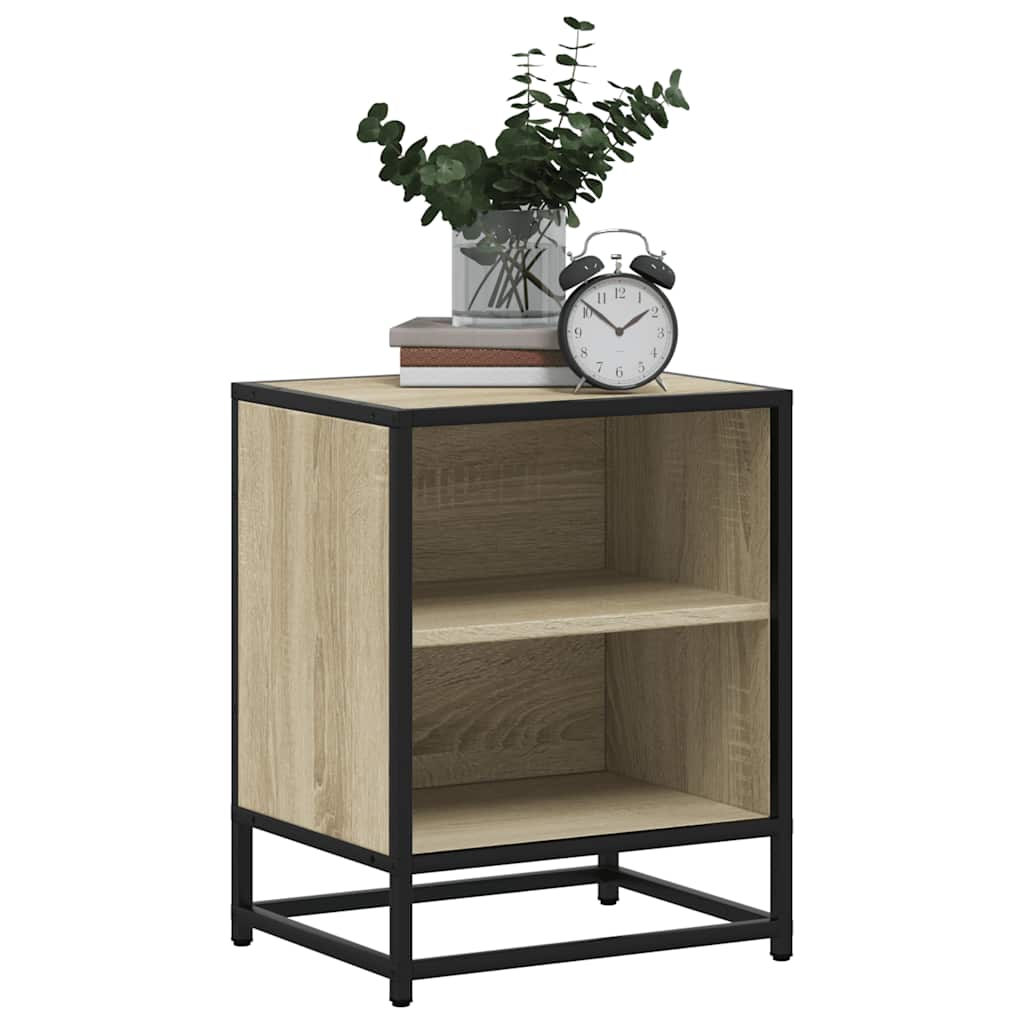 Nachtkastjes 2st 40x31x50cm bewerkt hout en metaal sonoma eiken is nu te koop bij PeponiXL, paradijselijk wonen!