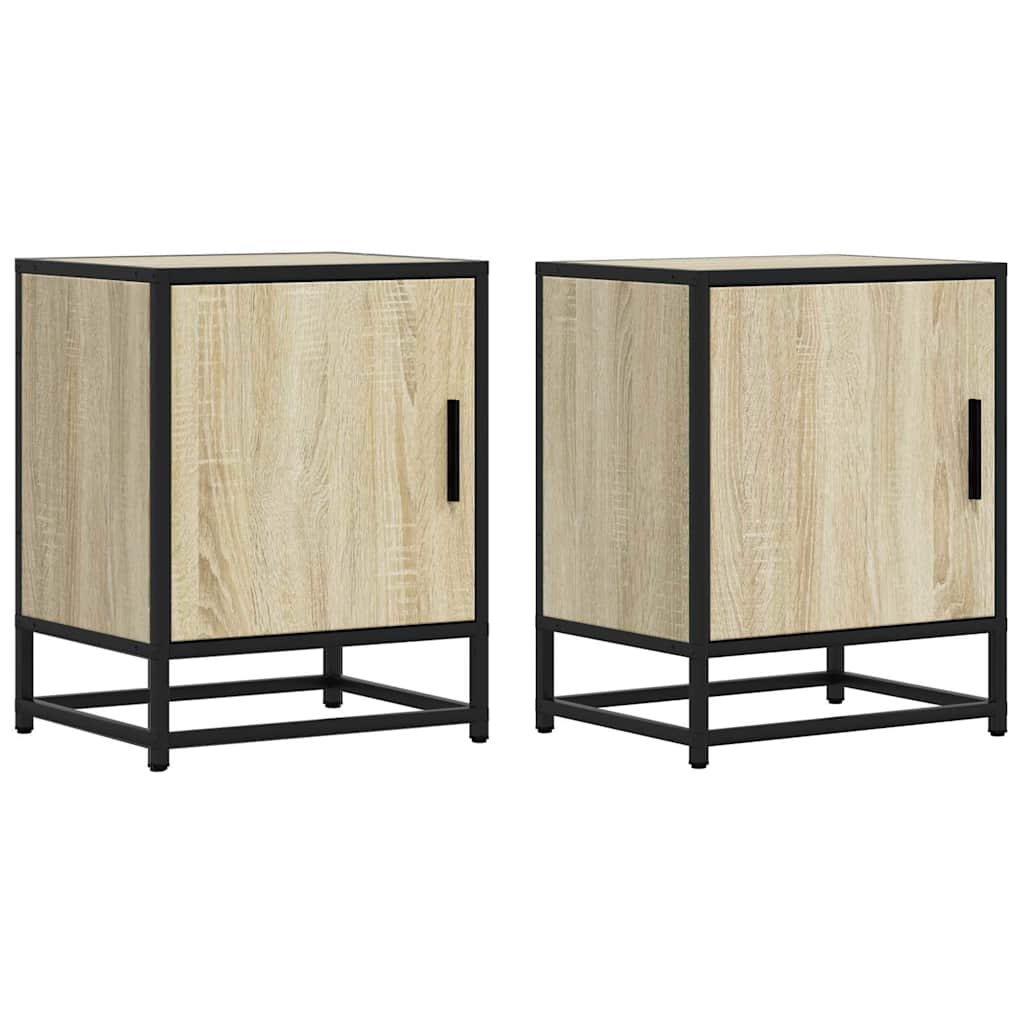 Nachtkastjes 2st 40x31x50cm bewerkt hout en metaal sonoma eiken is nu te koop bij PeponiXL, paradijselijk wonen!