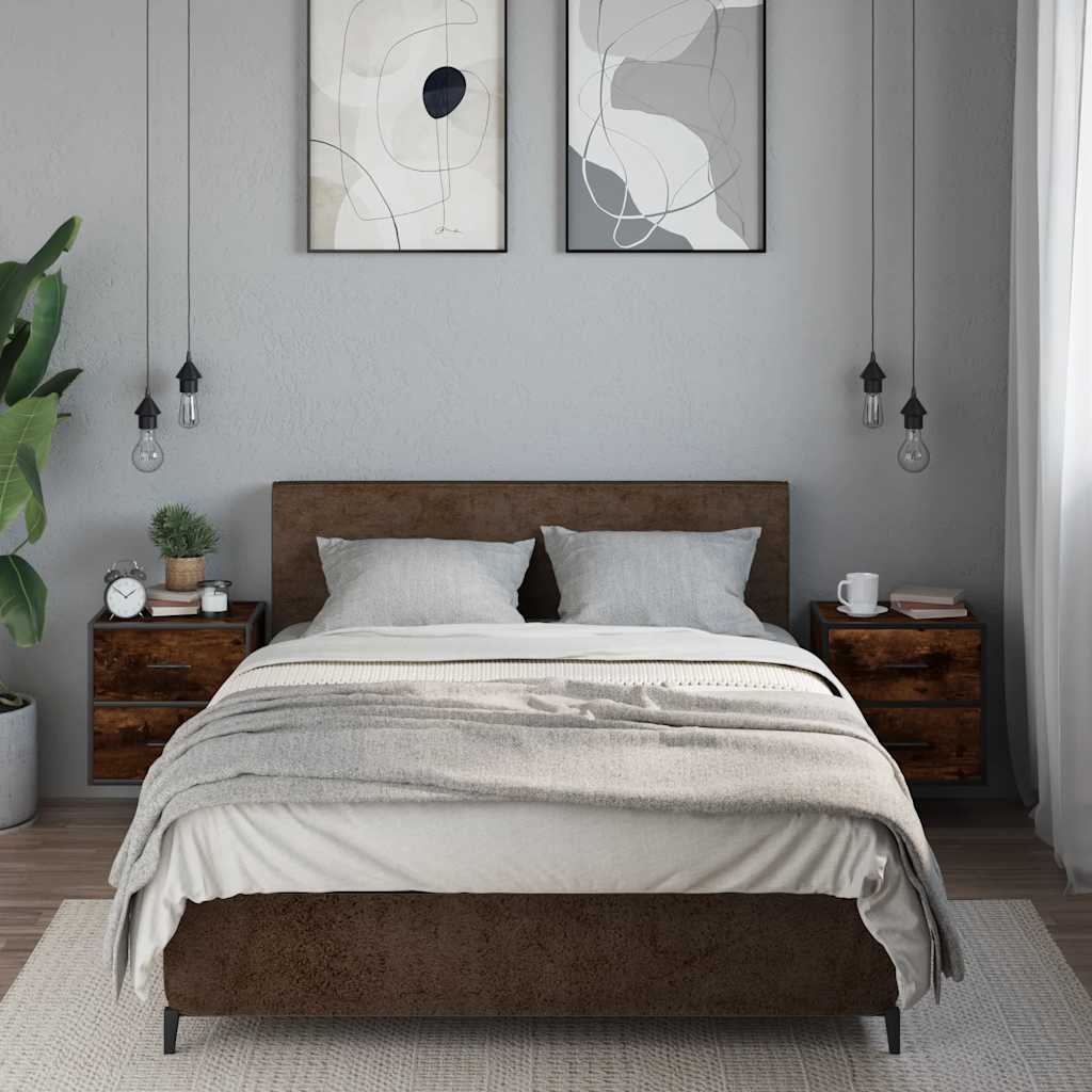 Nachtkastjes 2st wandgemonteerd 40x31x39,5cm gerookt eikenkleur is nu te koop bij PeponiXL, paradijselijk wonen!