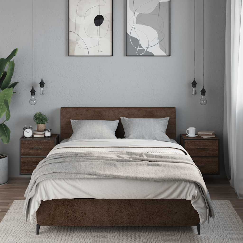Nachtkastjes 2st wandgemonteerd 40x31x39,5cm bruin eikenkleurig is nu te koop bij PeponiXL, paradijselijk wonen!