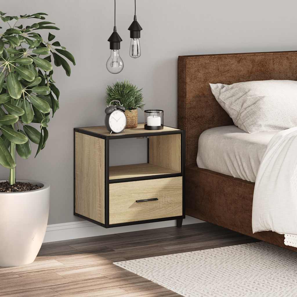 Nachtkastje wandgemonteerd 40x31x39,5 cm sonoma eikenkleurig is nu te koop bij PeponiXL, paradijselijk wonen!