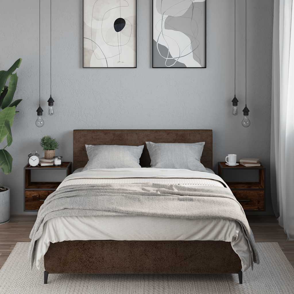 Nachtkastjes 2st wandgemonteerd 40x31x39,5cm gerookt eikenkleur is nu te koop bij PeponiXL, paradijselijk wonen!