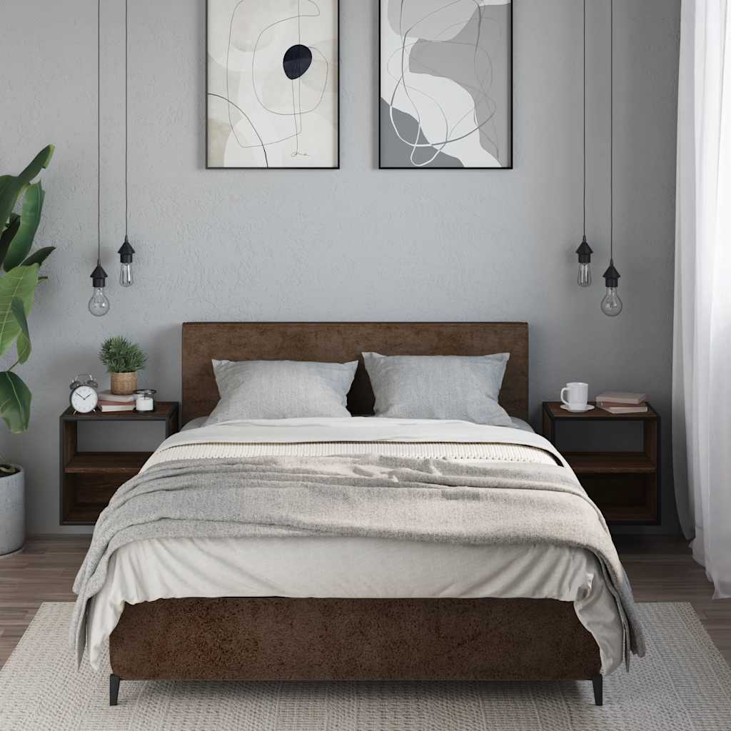 Nachtkastjes 2st wandgemonteerd 40x31x39,5cm bruin eikenkleurig is nu te koop bij PeponiXL, paradijselijk wonen!