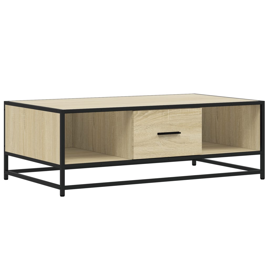 Salontafel 100x57x35 cm bewerkt hout en metaal sonoma eiken is nu te koop bij PeponiXL, paradijselijk wonen!