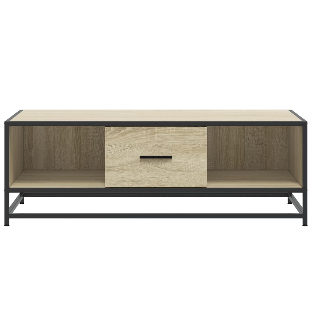 Salontafel 100x57x35 cm bewerkt hout en metaal sonoma eiken is nu te koop bij PeponiXL, paradijselijk wonen!