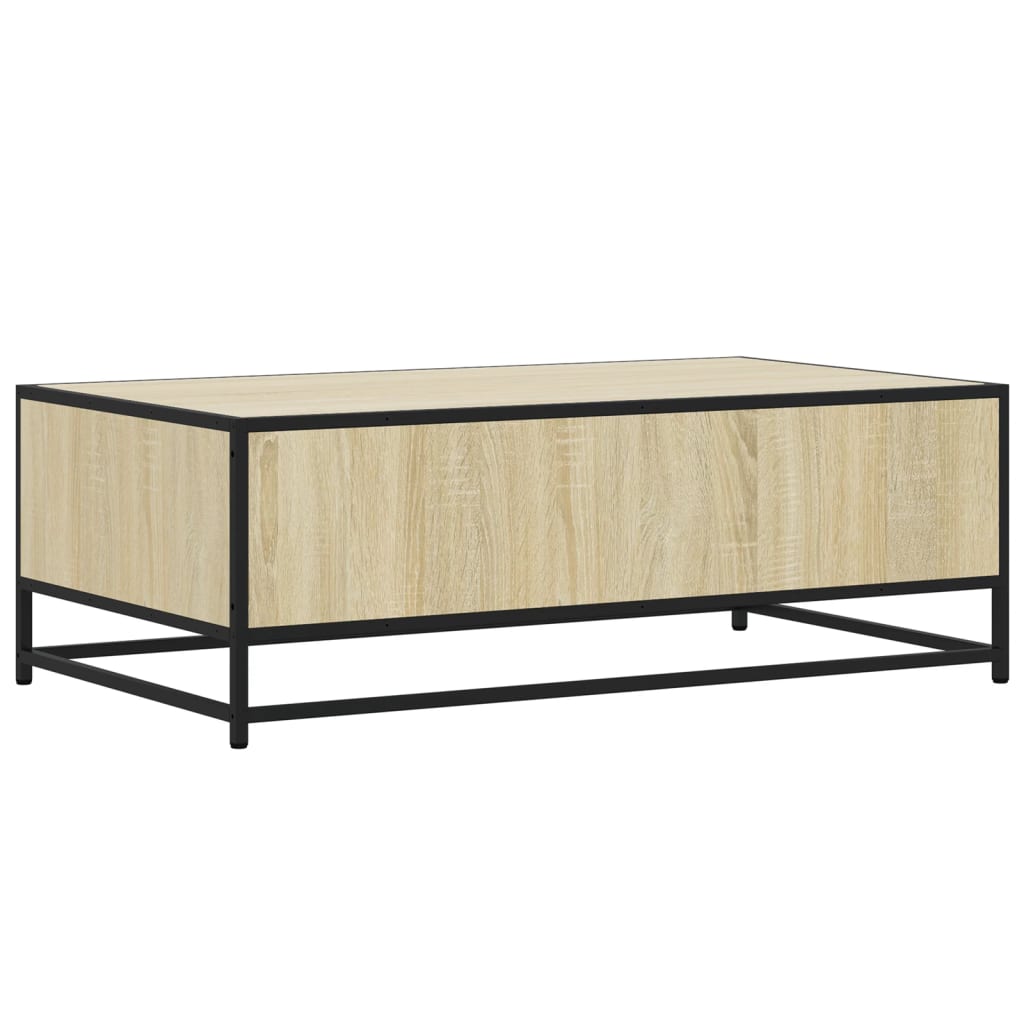 Salontafel 100x57x35 cm bewerkt hout en metaal sonoma eiken is nu te koop bij PeponiXL, paradijselijk wonen!