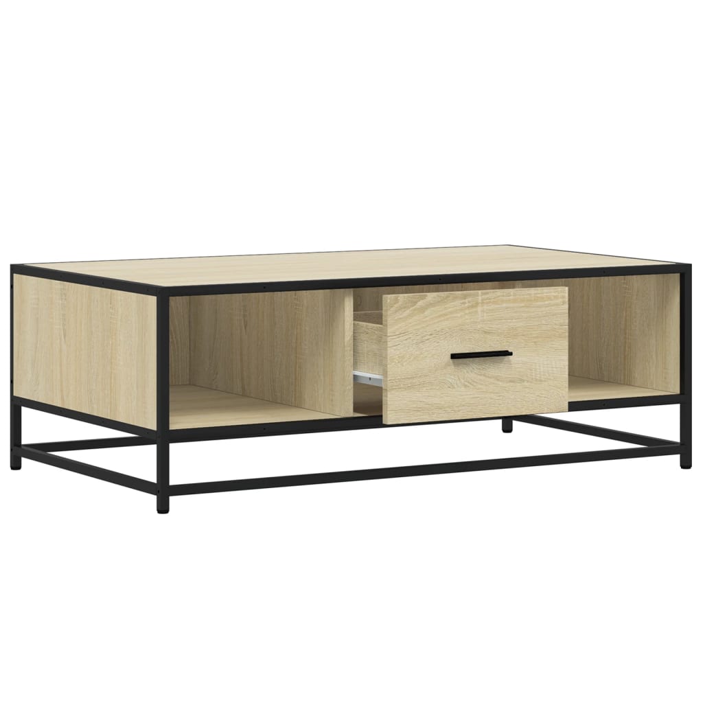 Salontafel 100x57x35 cm bewerkt hout en metaal sonoma eiken is nu te koop bij PeponiXL, paradijselijk wonen!