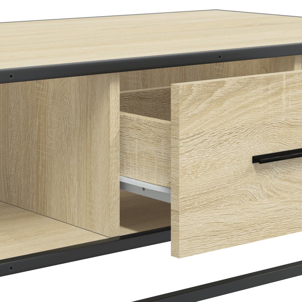 Salontafel 100x57x35 cm bewerkt hout en metaal sonoma eiken is nu te koop bij PeponiXL, paradijselijk wonen!