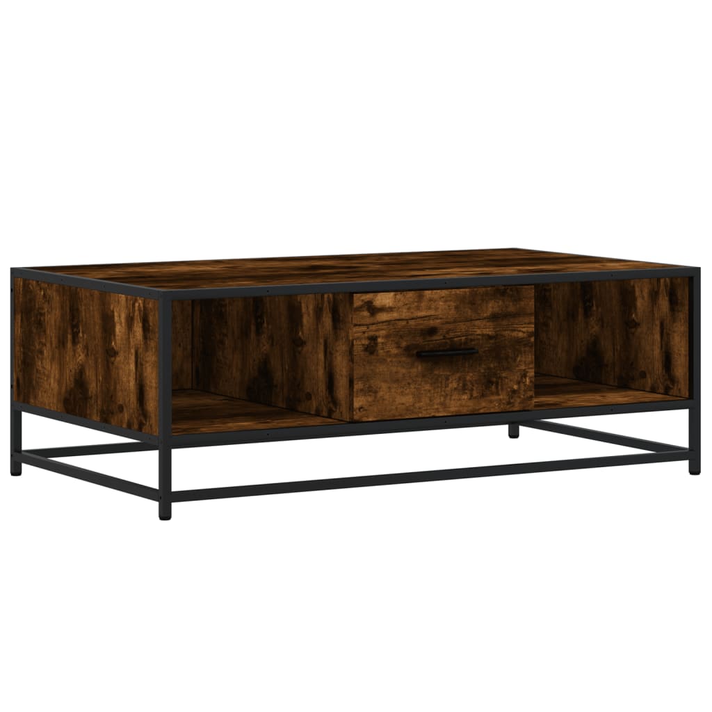 Salontafel 100x57x35 cm bewerkt hout en metaal gerookt eiken is nu te koop bij PeponiXL, paradijselijk wonen!