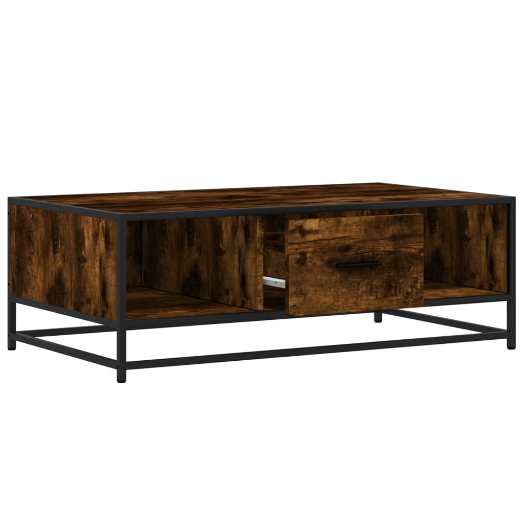 Salontafel 100x57x35 cm bewerkt hout en metaal gerookt eiken is nu te koop bij PeponiXL, paradijselijk wonen!