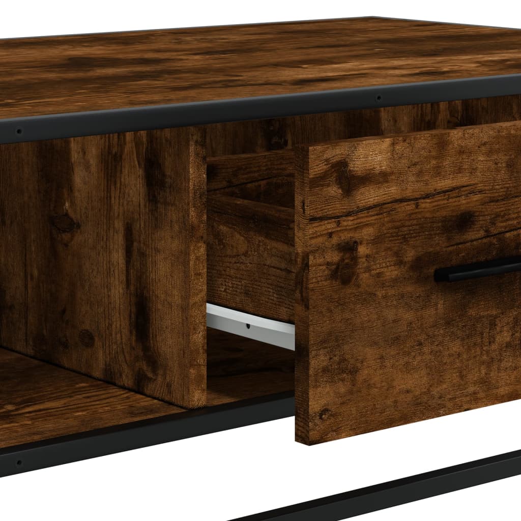 Salontafel 100x57x35 cm bewerkt hout en metaal gerookt eiken is nu te koop bij PeponiXL, paradijselijk wonen!