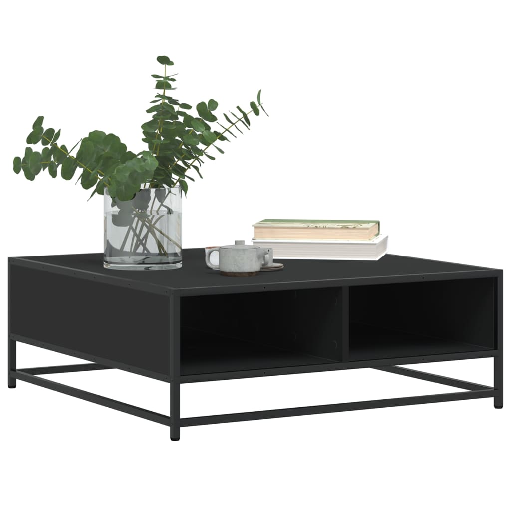 Salontafel 80x80x30 cm bewerkt hout en metaal zwart is nu te koop bij PeponiXL, paradijselijk wonen!