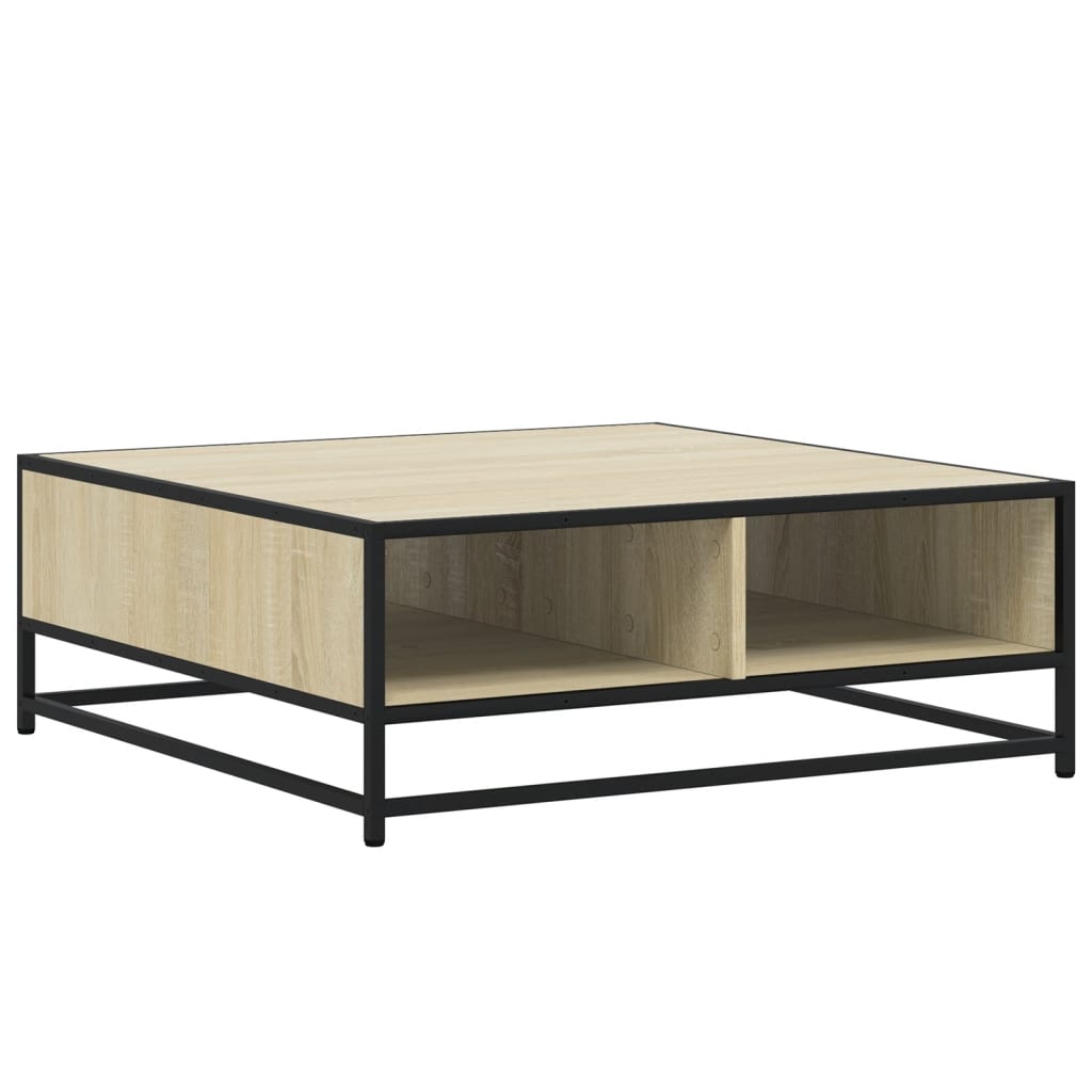 Salontafel 80x80x30 cm bewerkt hout en metaal sonoma eikenkleur is nu te koop bij PeponiXL, paradijselijk wonen!