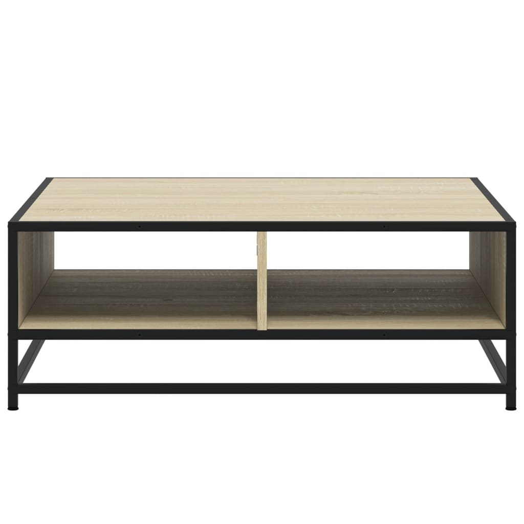 Salontafel 80x80x30 cm bewerkt hout en metaal sonoma eikenkleur is nu te koop bij PeponiXL, paradijselijk wonen!