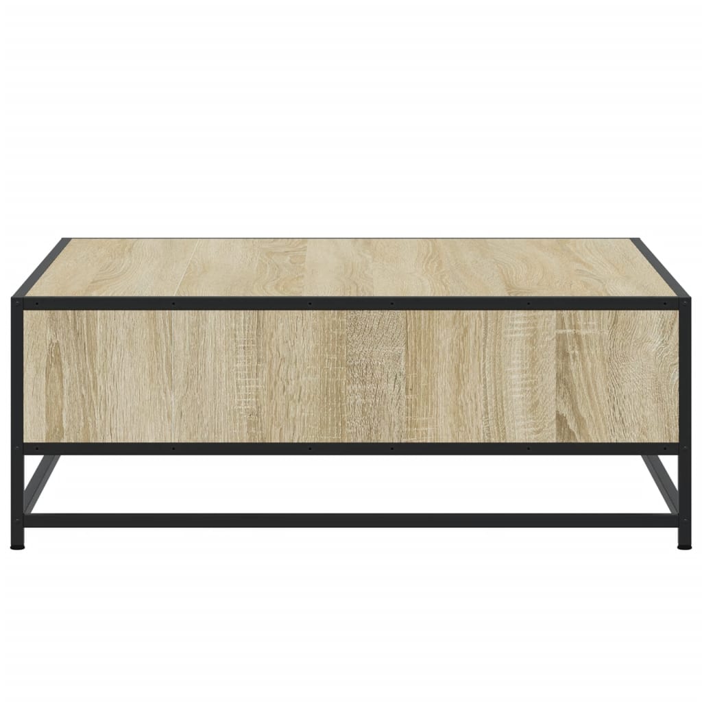 Salontafel 80x80x30 cm bewerkt hout en metaal sonoma eikenkleur is nu te koop bij PeponiXL, paradijselijk wonen!