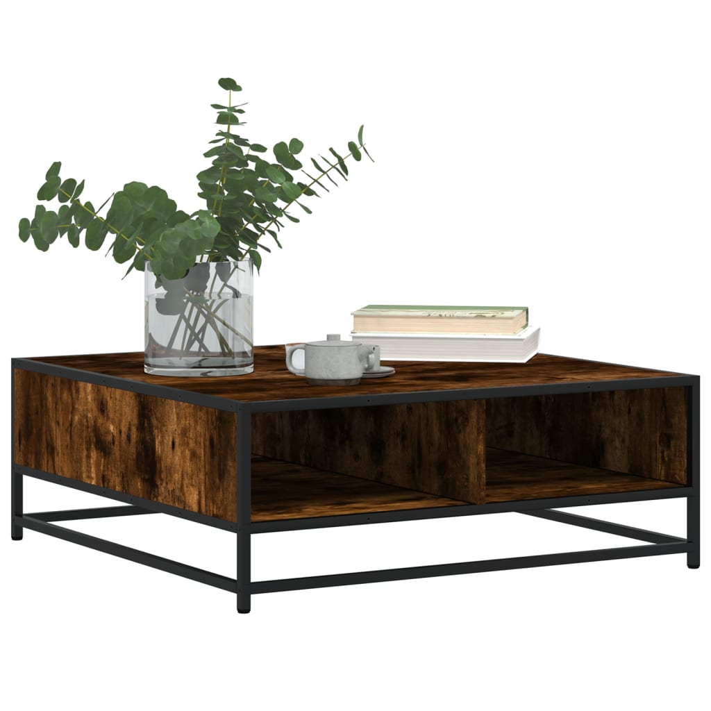 Salontafel 80x80x30 cm bewerkt hout en metaal gerookt eiken is nu te koop bij PeponiXL, paradijselijk wonen!