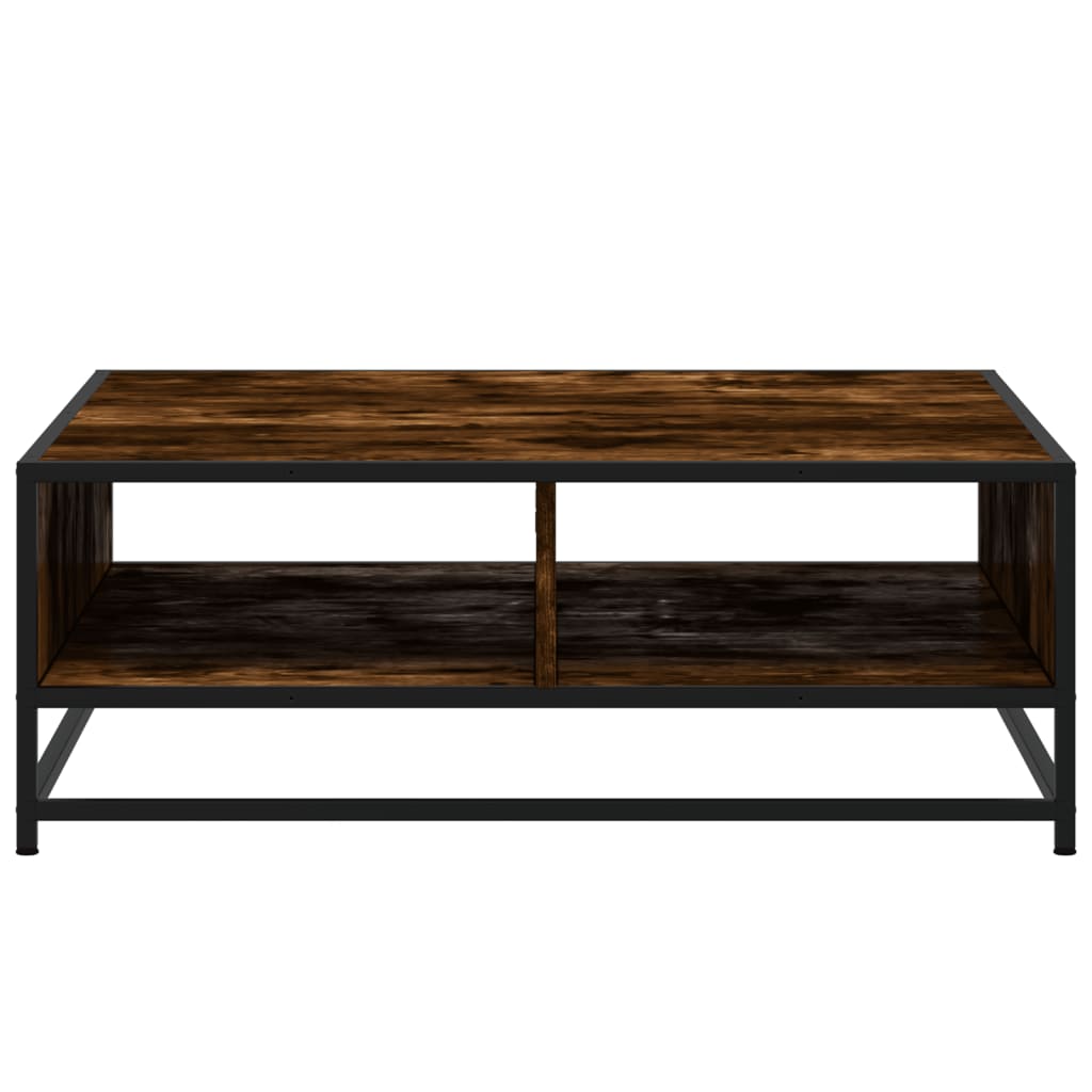 Salontafel 80x80x30 cm bewerkt hout en metaal gerookt eiken is nu te koop bij PeponiXL, paradijselijk wonen!