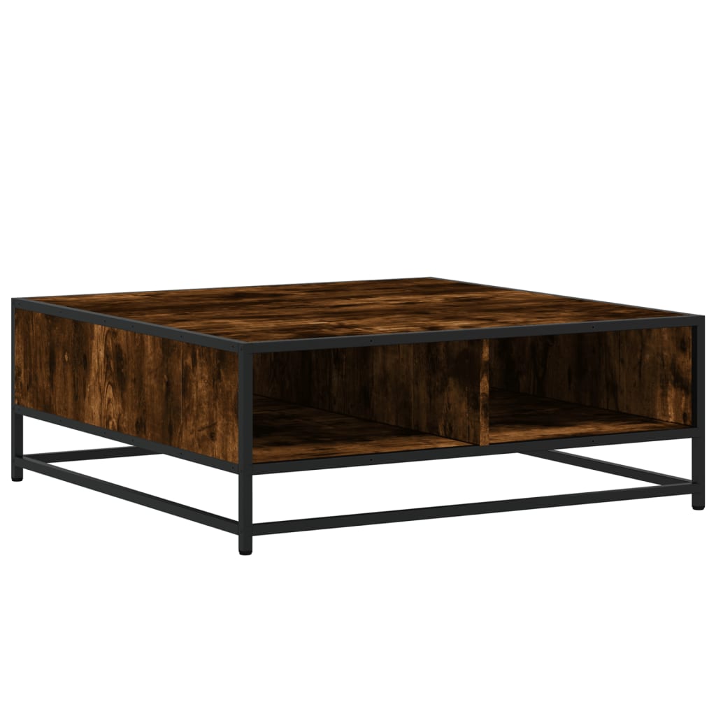 Salontafel 80x80x30 cm bewerkt hout en metaal gerookt eiken is nu te koop bij PeponiXL, paradijselijk wonen!