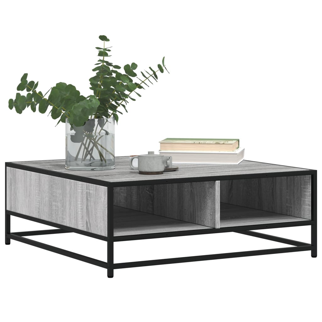 Salontafel 80x80x30 cm bewerkt hout en metaal grijs sonoma is nu te koop bij PeponiXL, paradijselijk wonen!