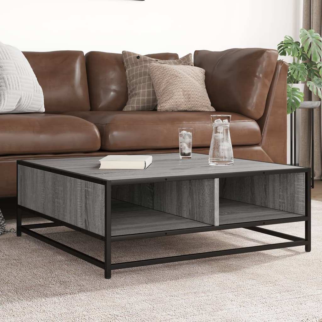 Salontafel 80x80x30 cm bewerkt hout en metaal grijs sonoma is nu te koop bij PeponiXL, paradijselijk wonen!