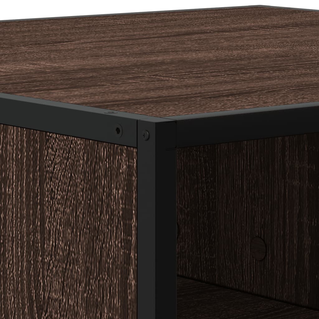 Salontafel 80x80x30 cm bewerkt hout en metaal bruin eikenkleur is nu te koop bij PeponiXL, paradijselijk wonen!