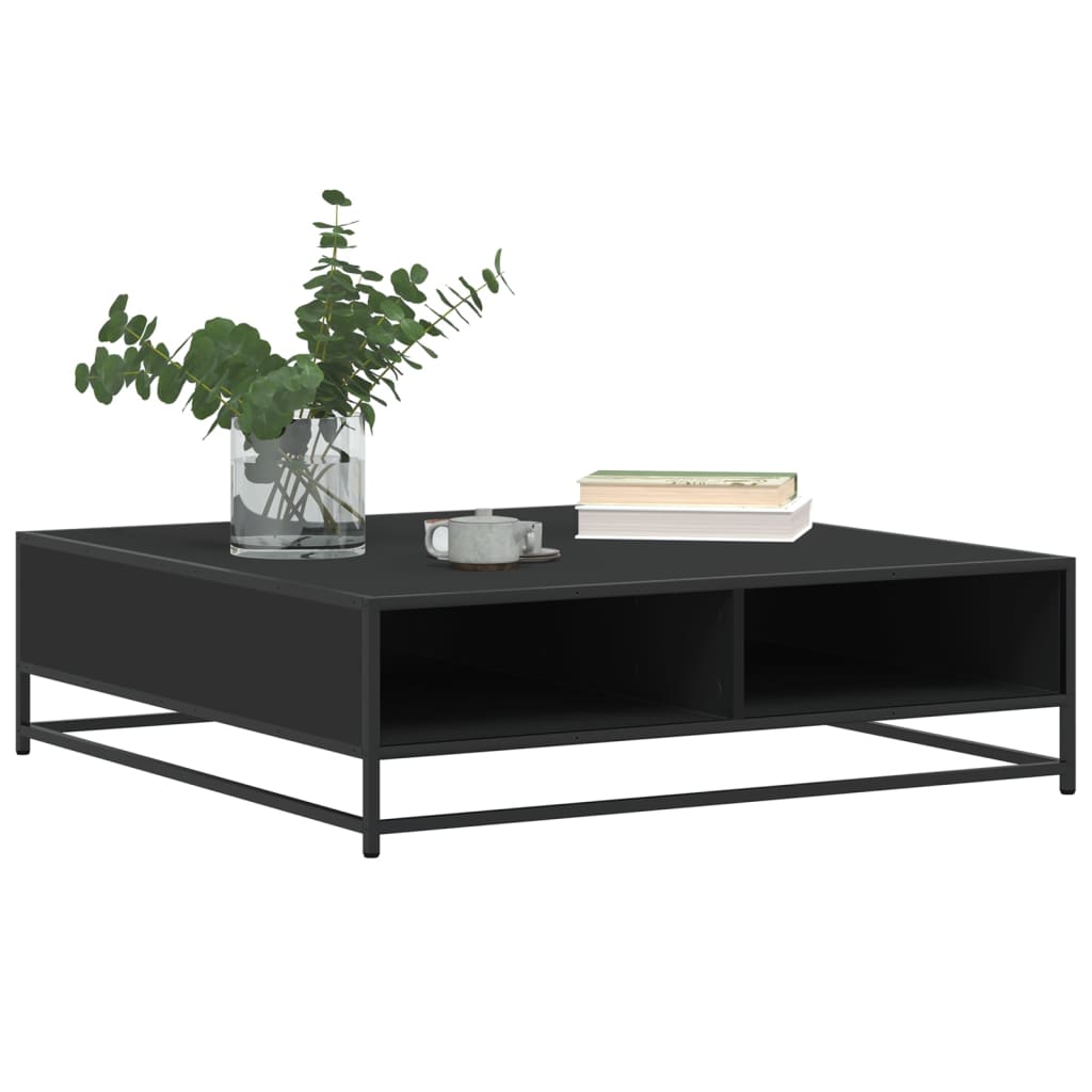 Salontafel 100x100x30 cm bewerkt hout en metaal zwart is nu te koop bij PeponiXL, paradijselijk wonen!