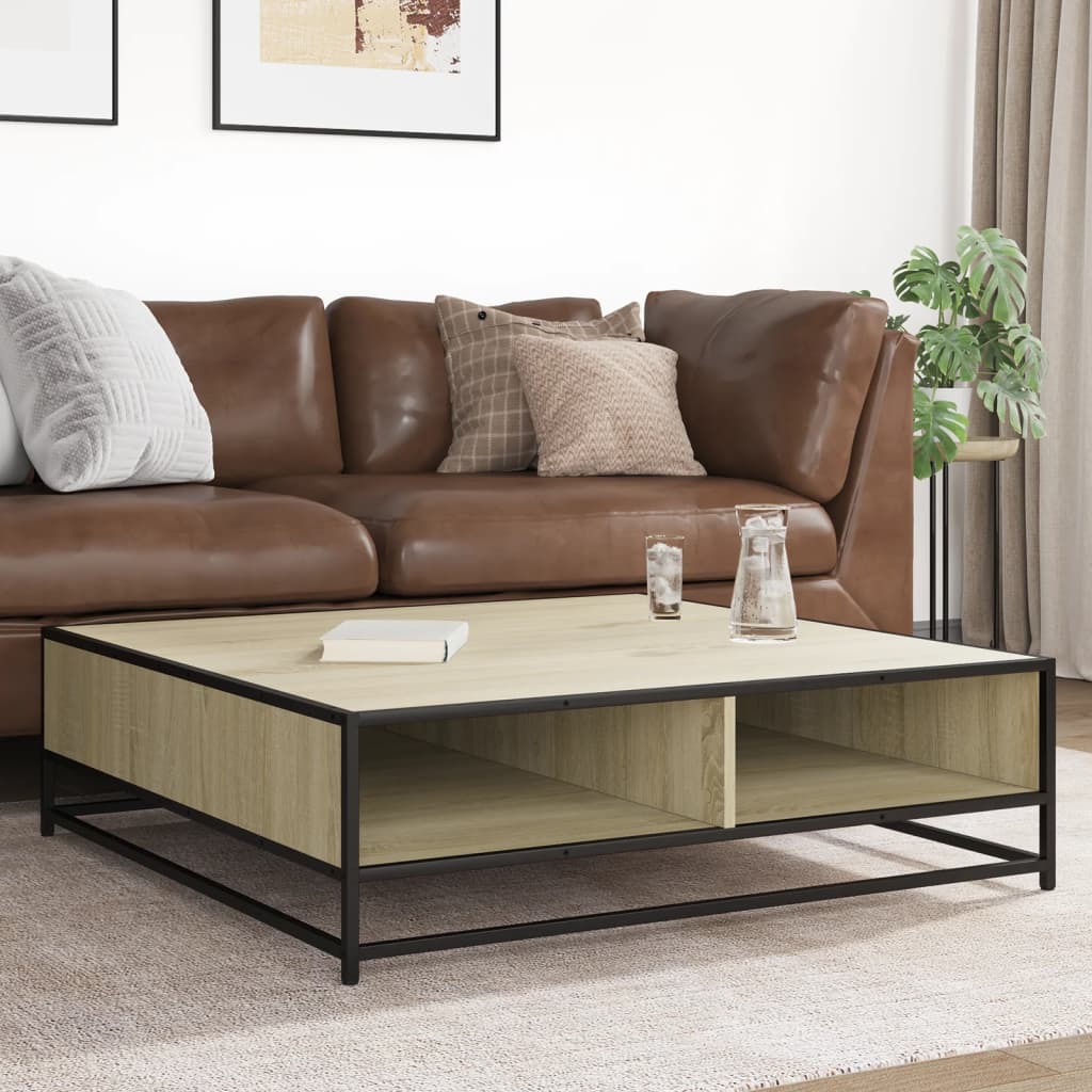 Salontafel 100x100x30 cm bewerkt hout en metaal sonoma eiken is nu te koop bij PeponiXL, paradijselijk wonen!
