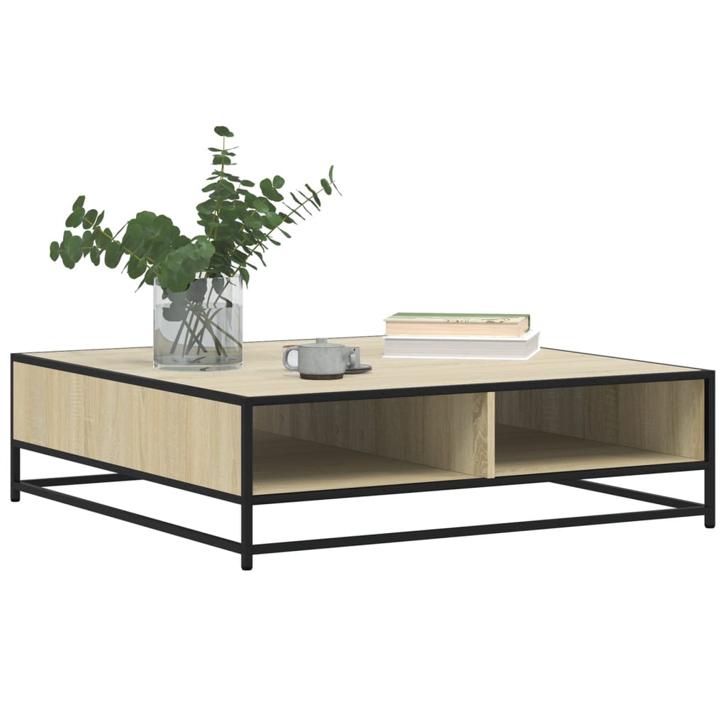 Salontafel 100x100x30 cm bewerkt hout en metaal sonoma eiken is nu te koop bij PeponiXL, paradijselijk wonen!