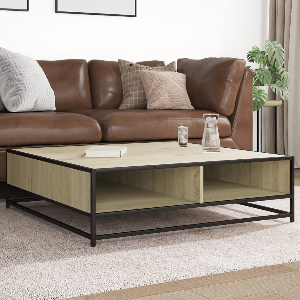 Salontafel 100x100x30 cm bewerkt hout en metaal sonoma eiken is nu te koop bij PeponiXL, paradijselijk wonen!