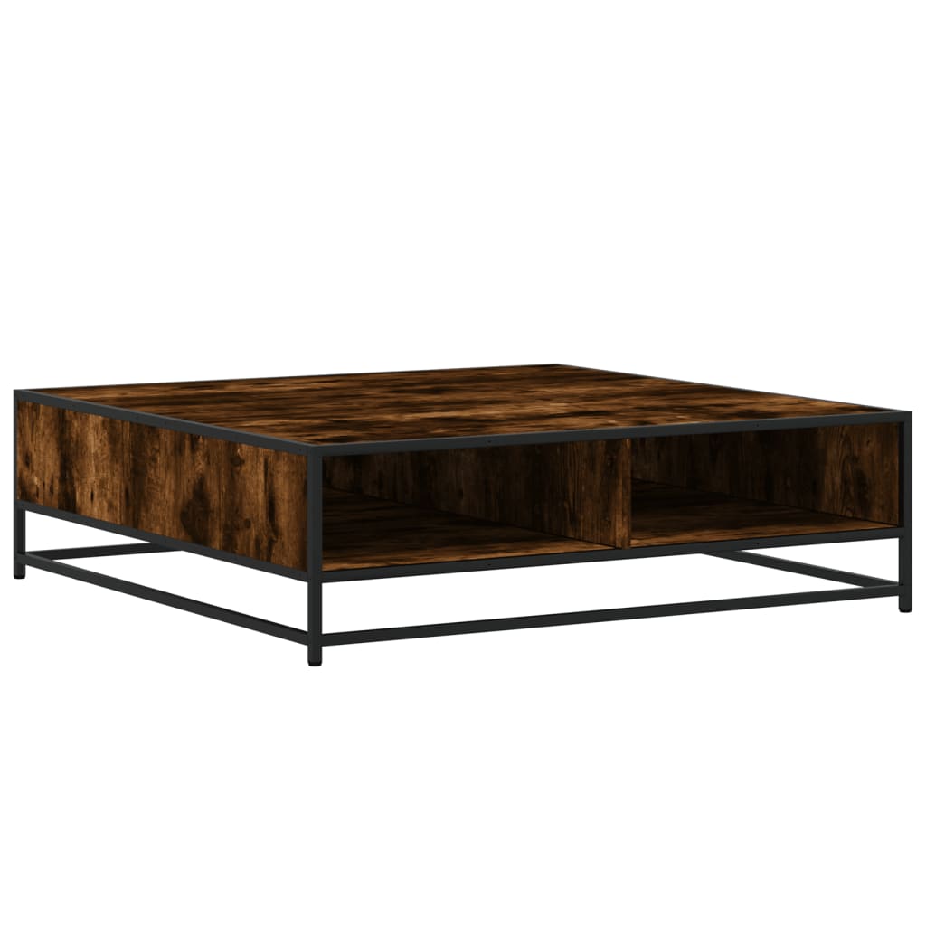 Salontafel 100x100x30 cm bewerkt hout en metaal gerookt eiken is nu te koop bij PeponiXL, paradijselijk wonen!