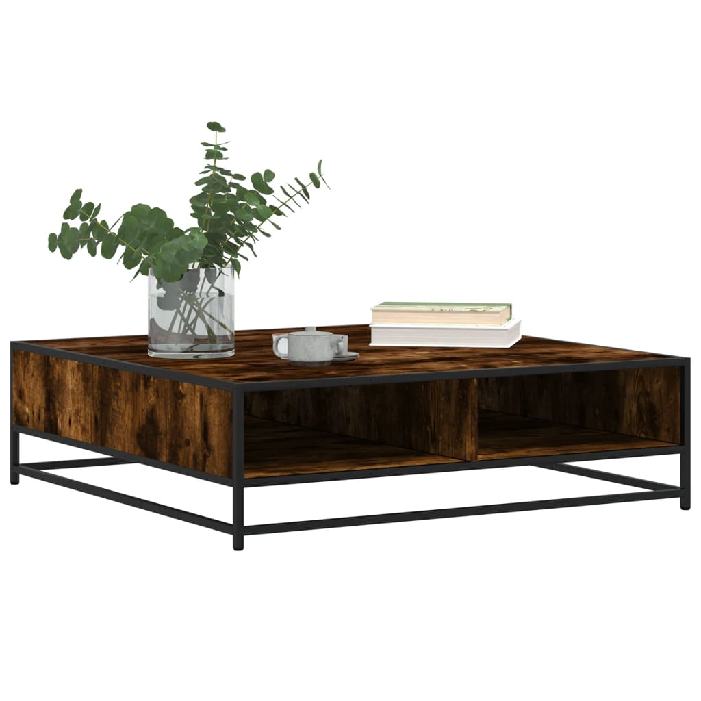 Salontafel 100x100x30 cm bewerkt hout en metaal gerookt eiken is nu te koop bij PeponiXL, paradijselijk wonen!