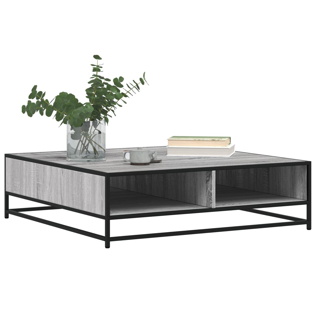 Salontafel 100x100x30 cm bewerkt hout en metaal grijs sonoma is nu te koop bij PeponiXL, paradijselijk wonen!
