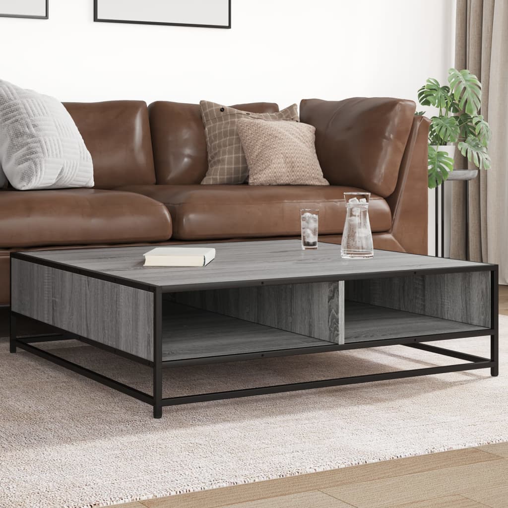 Salontafel 100x100x30 cm bewerkt hout en metaal grijs sonoma is nu te koop bij PeponiXL, paradijselijk wonen!
