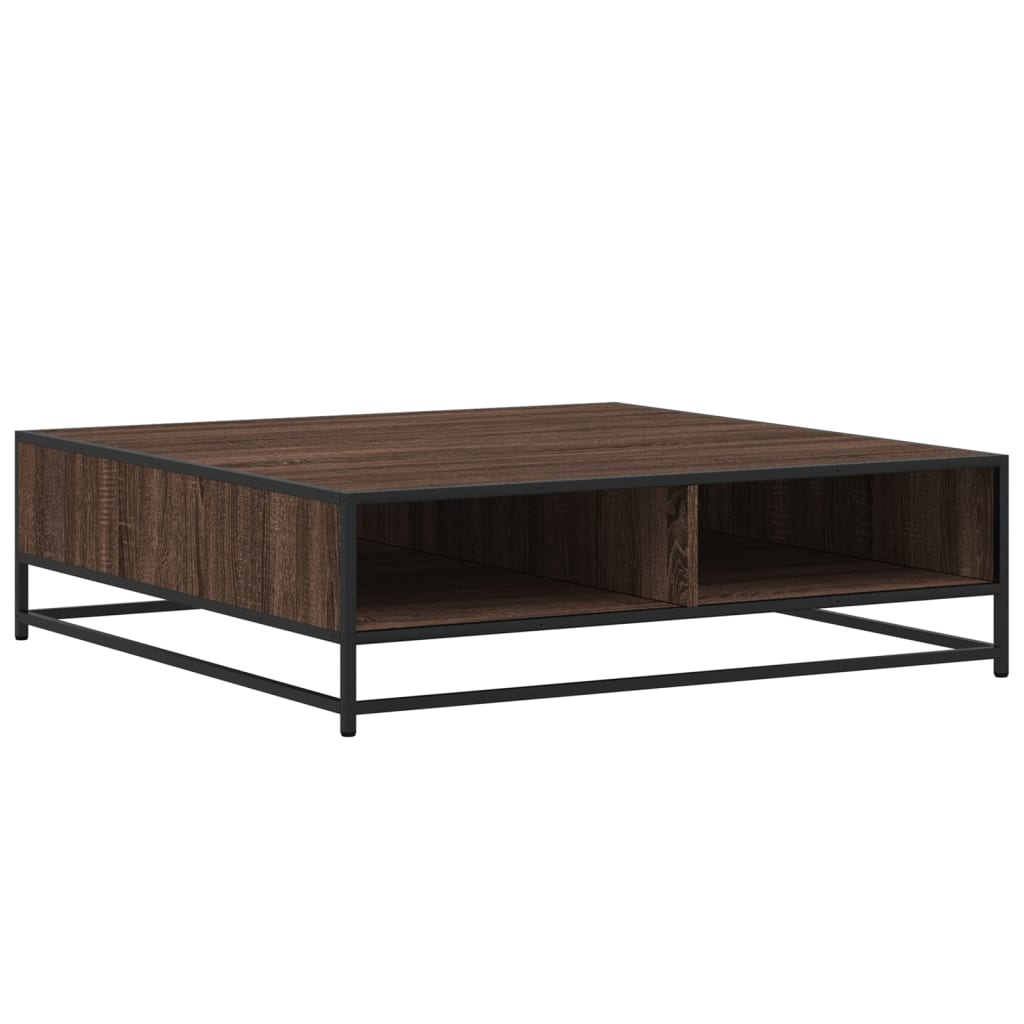 Salontafel 100x100x30 cm bewerkt hout en metaal bruin eiken is nu te koop bij PeponiXL, paradijselijk wonen!