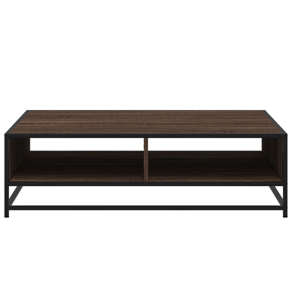 Salontafel 100x100x30 cm bewerkt hout en metaal bruin eiken is nu te koop bij PeponiXL, paradijselijk wonen!