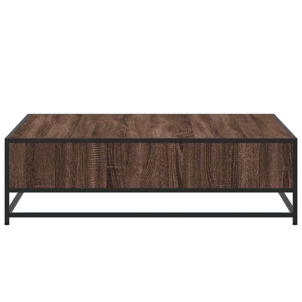 Salontafel 100x100x30 cm bewerkt hout en metaal bruin eiken is nu te koop bij PeponiXL, paradijselijk wonen!