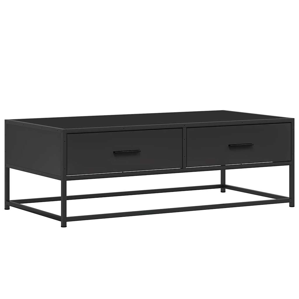 Salontafel 100x50x35 cm bewerkt hout en metaal zwart is nu te koop bij PeponiXL, paradijselijk wonen!