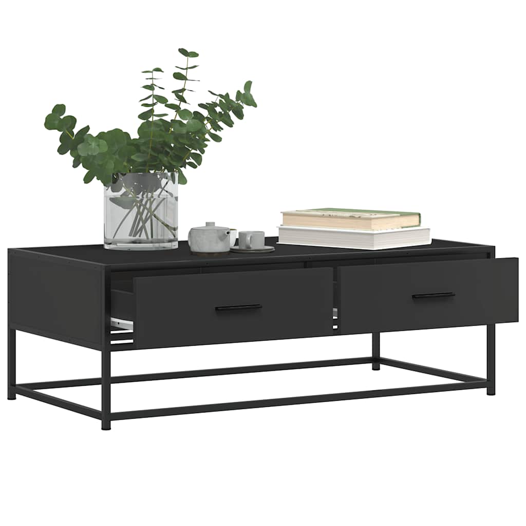 Salontafel 100x50x35 cm bewerkt hout en metaal zwart is nu te koop bij PeponiXL, paradijselijk wonen!