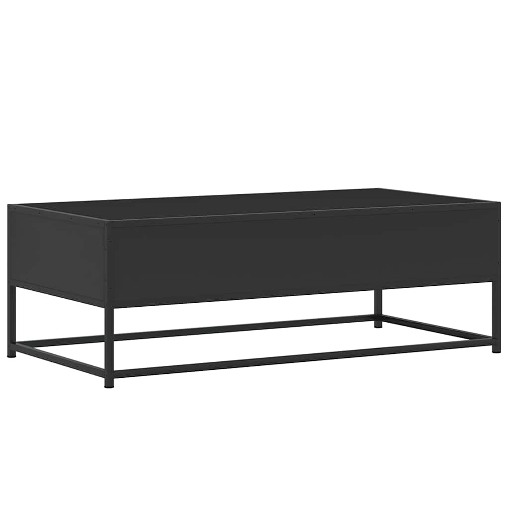 Salontafel 100x50x35 cm bewerkt hout en metaal zwart is nu te koop bij PeponiXL, paradijselijk wonen!