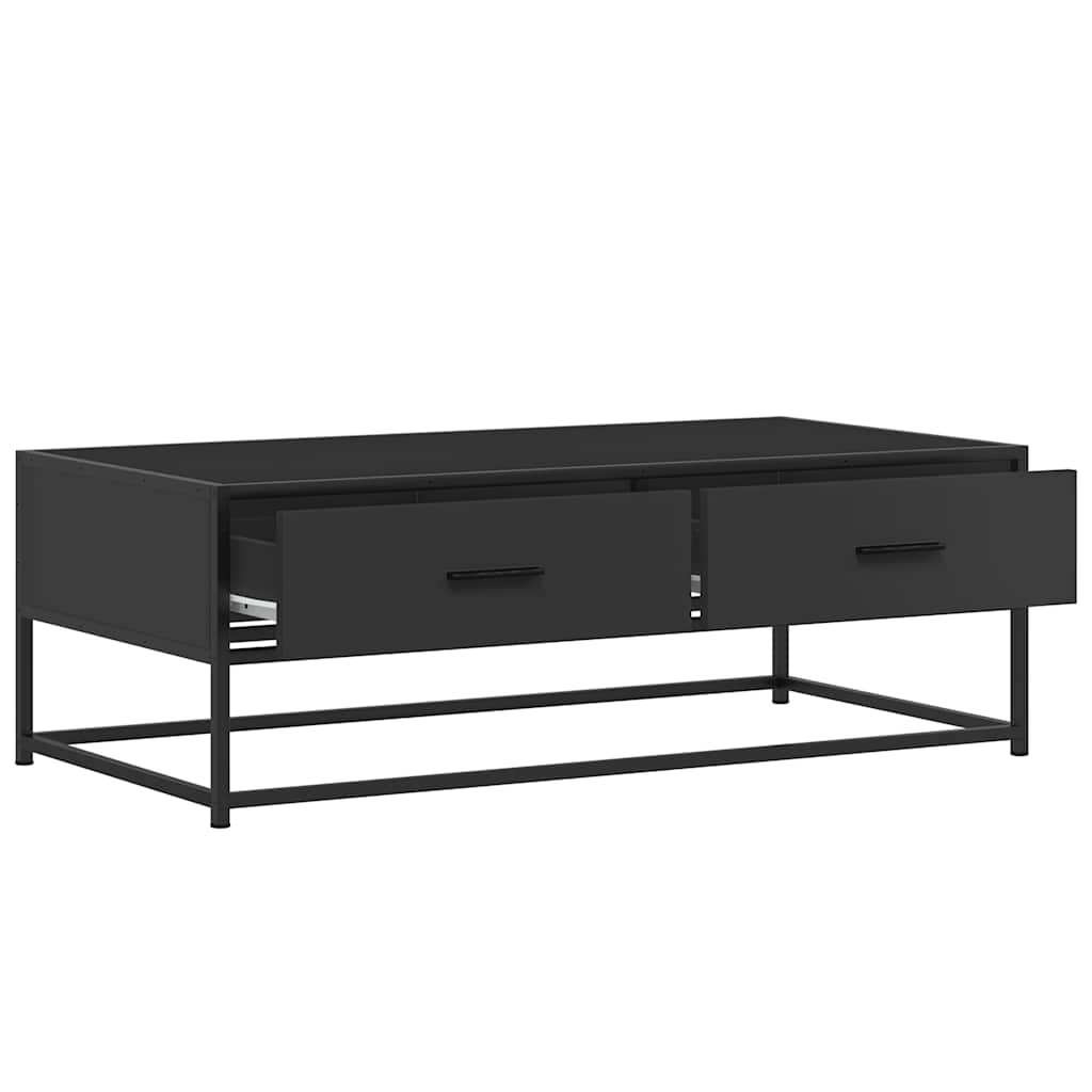 Salontafel 100x50x35 cm bewerkt hout en metaal zwart is nu te koop bij PeponiXL, paradijselijk wonen!