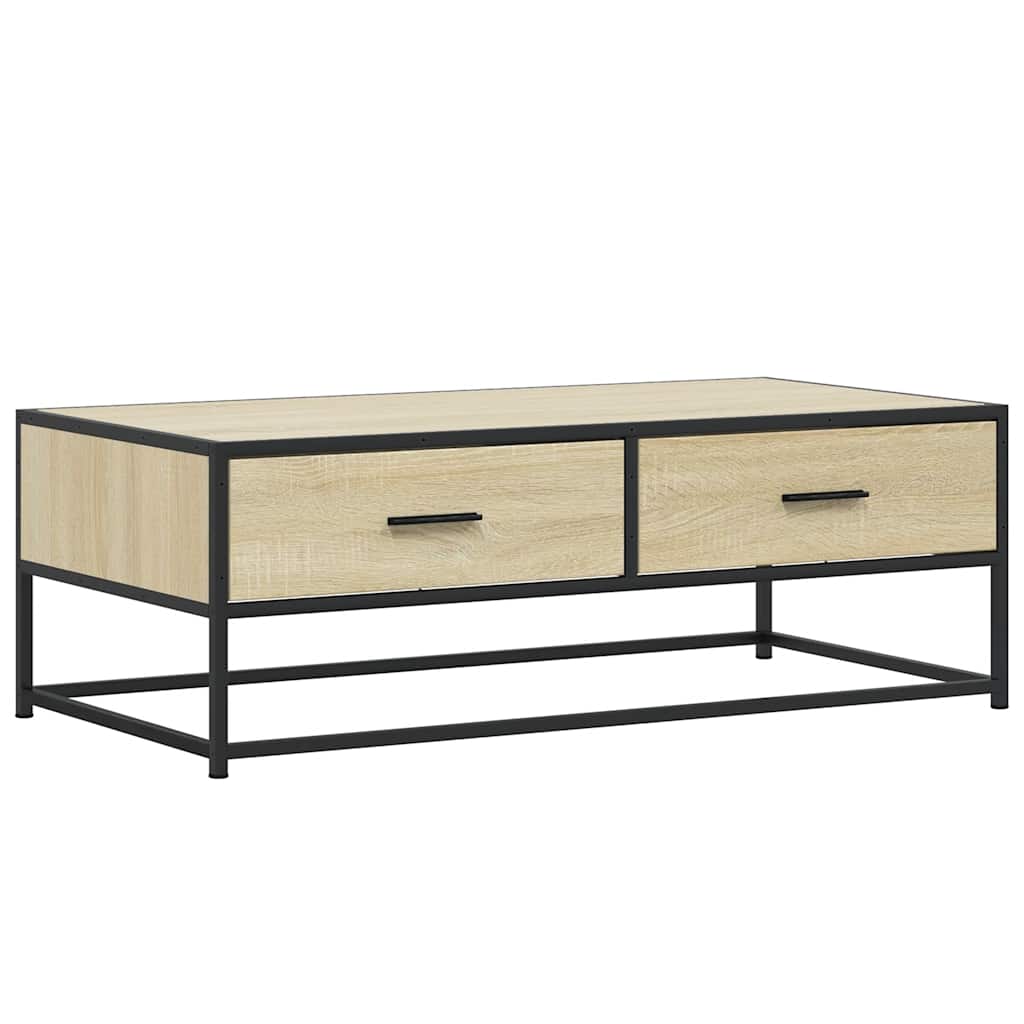 Salontafel 100x50x35 cm bewerkt hout en metaal sonoma eiken is nu te koop bij PeponiXL, paradijselijk wonen!