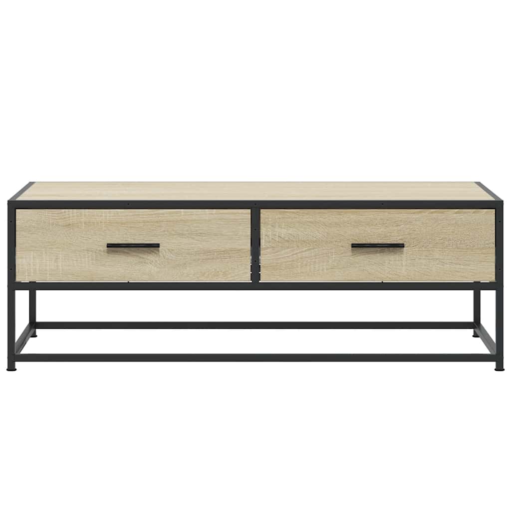 Salontafel 100x50x35 cm bewerkt hout en metaal sonoma eiken is nu te koop bij PeponiXL, paradijselijk wonen!